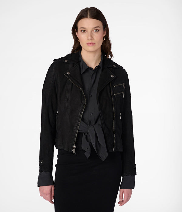 Danielle Quilted Shoulder Moto Jacket