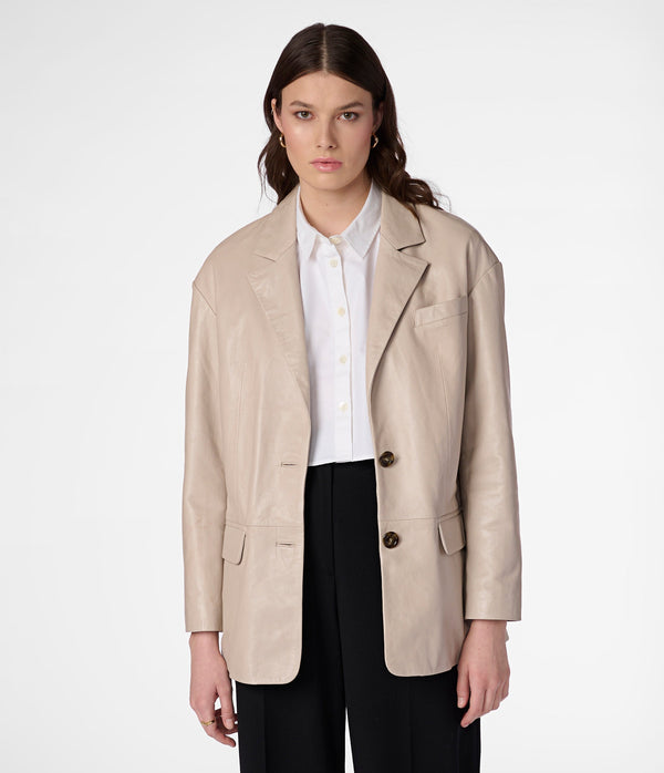 Teresa Genuine Leather Blazer