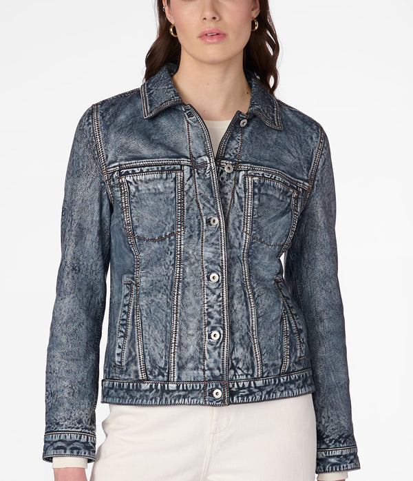 Addison Leather Denim Jacket