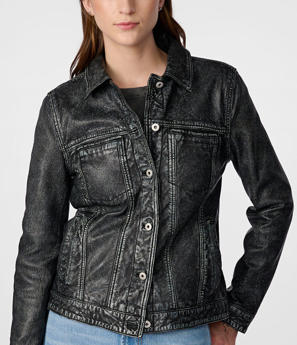 Addison Leather Denim Jacket