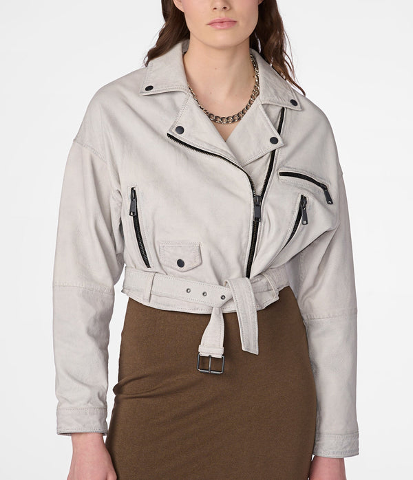 Raquel Oversized Cropped Moto Jacket