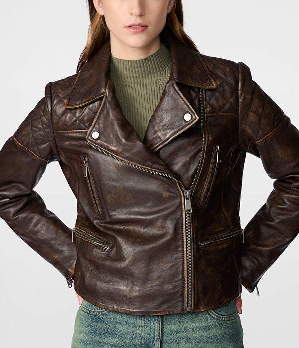 Rebecca Hand Painted Leather Moto Jacket