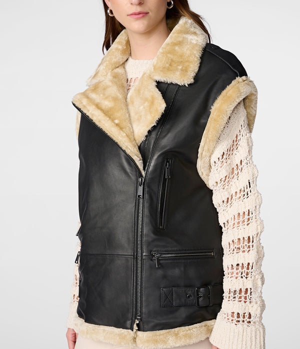 Madison Sherpa Leather Vest