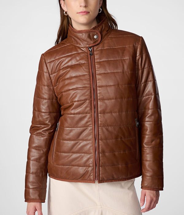 Katrina Leather Packable Puffer Jacket