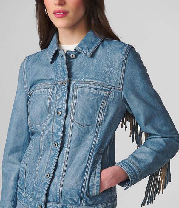 Ariel Trucker Jacket With Fringe