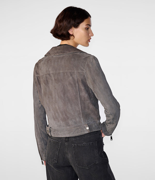 Ada Suede Belted Moto Jacket