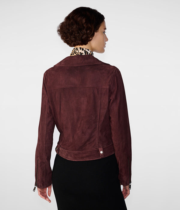 Ada Suede Belted Moto Women Jacket