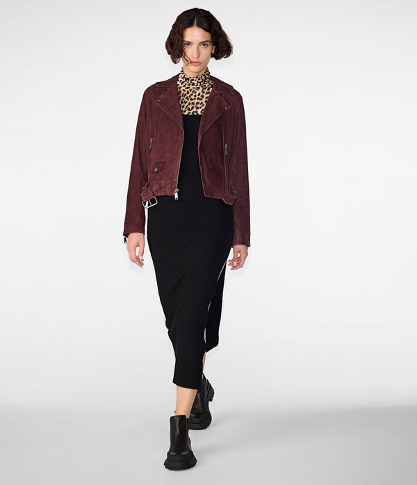 Ada Suede Belted Moto Women Jacket