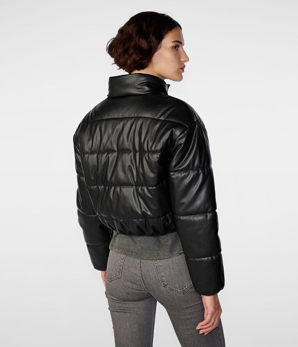 Faux Leather Puffer Jacket