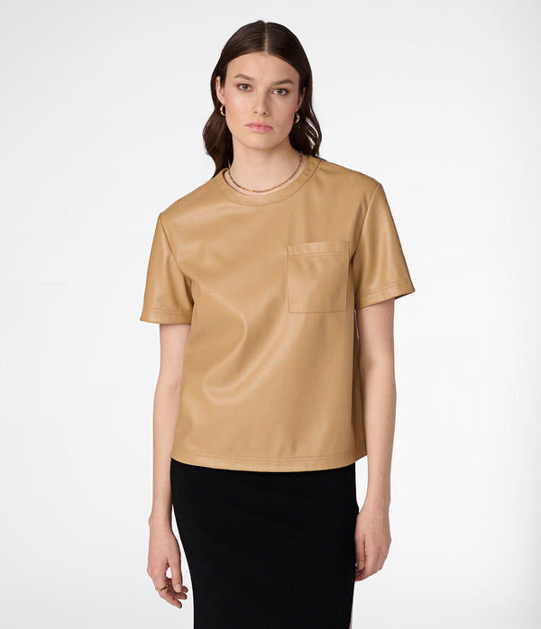 Faux Leather Tee Shirt