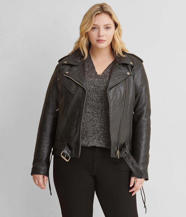 Cleo Plus Size Asymmetrical Performance Moto Rider Jacket