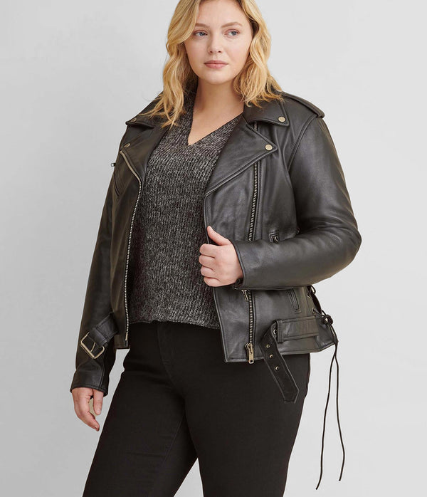 Cleo Plus Size Asymmetrical Performance Moto Rider Jacket