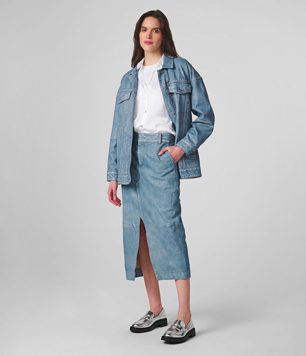 Sydney Oversized Denim Leather Jacket