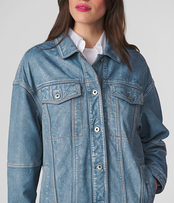 Sydney Oversized Denim Leather Jacket