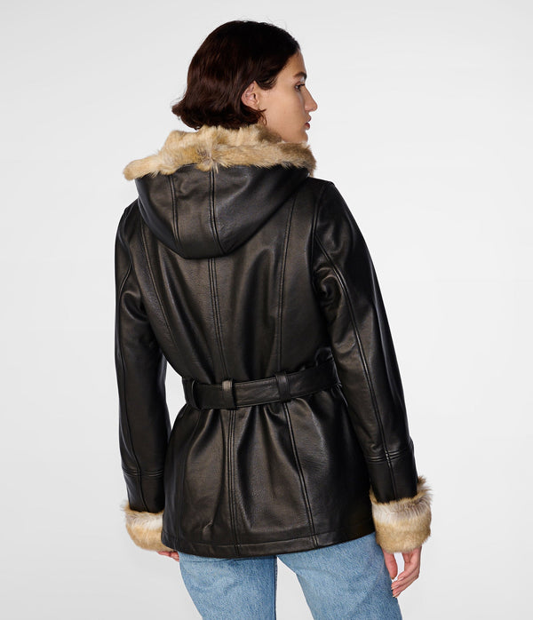 Genevieve Belted Leather Jacket