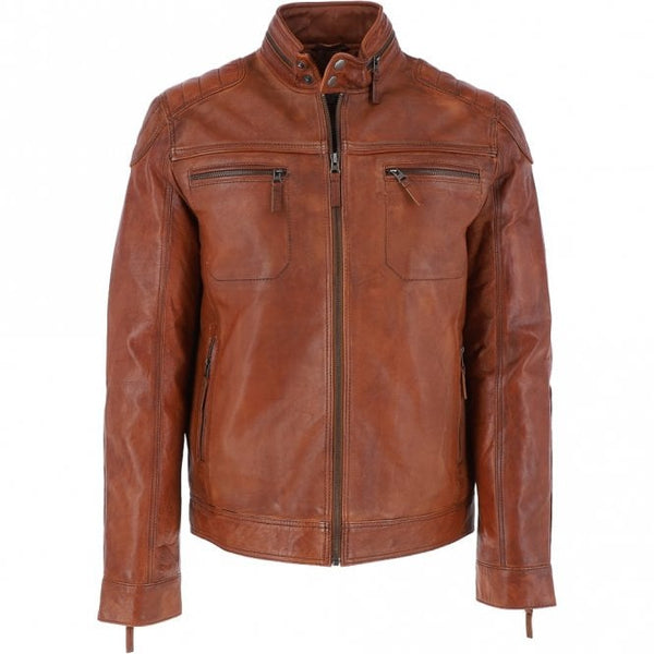 Luxury Leather Biker Jacket Veggie Tan: Andriy