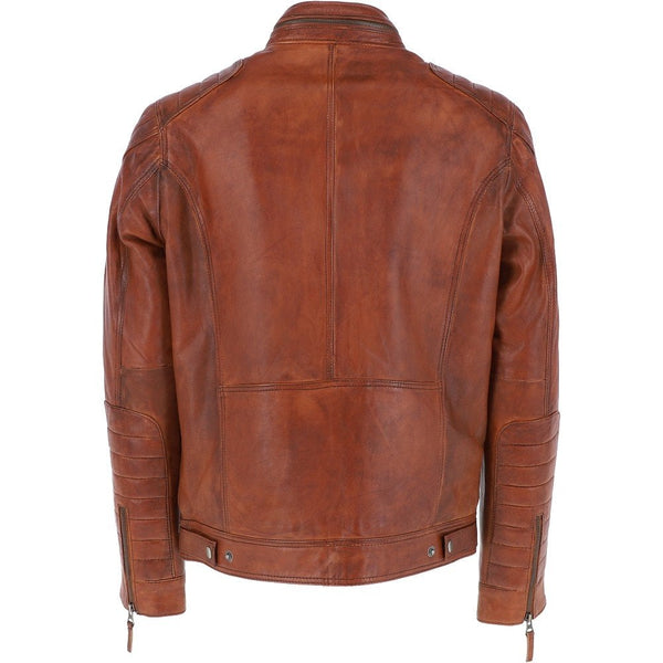 Luxury Leather Biker Jacket Veggie Tan: Andriy