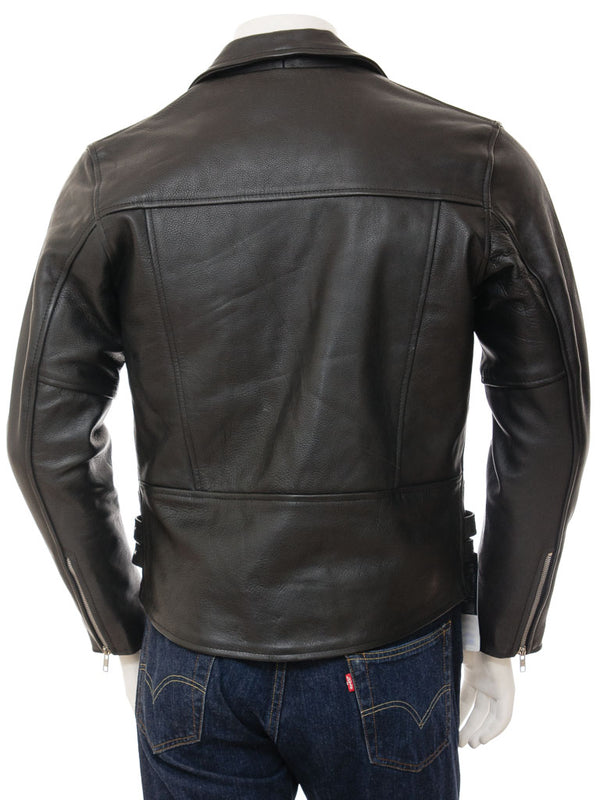 MEN'S BLACK LEATHER BIKER JACKET: ASHFORD