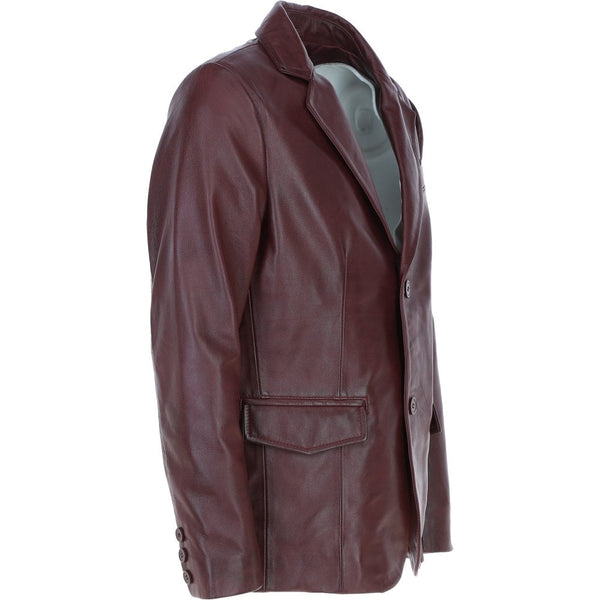 Classic Men's Leather Blazer Burgandy: AWL-2288