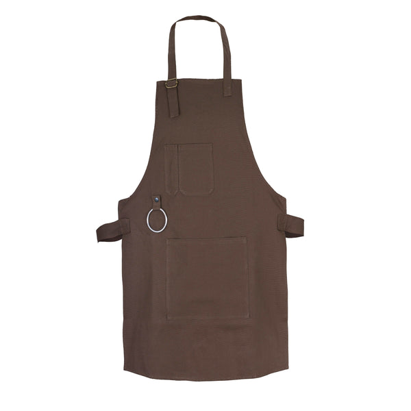 Isle of Wight Washable Chocolate Brown Canvas apron with adjustable neck strap