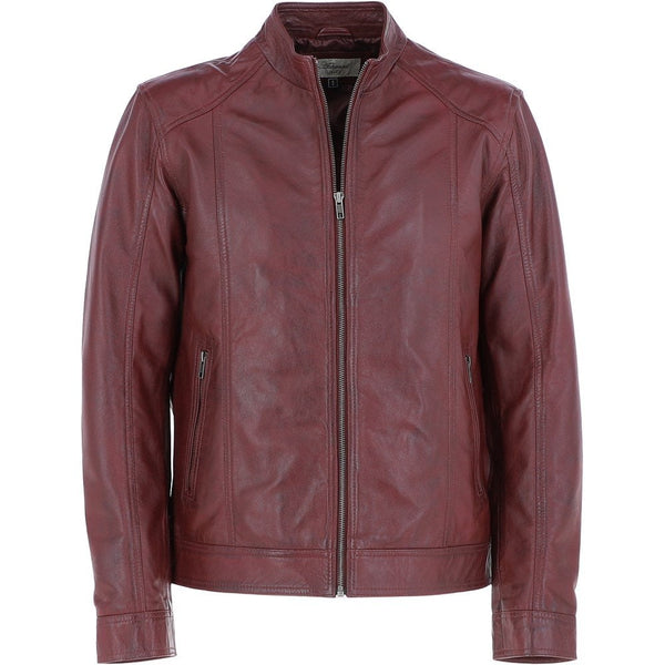 Leather Biker Jacket Burgundy: Hard Knott