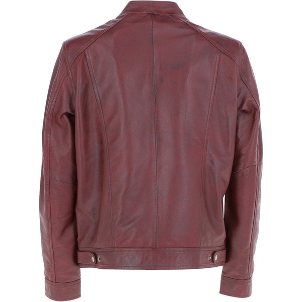 Leather Biker Jacket Burgundy: Hard Knott