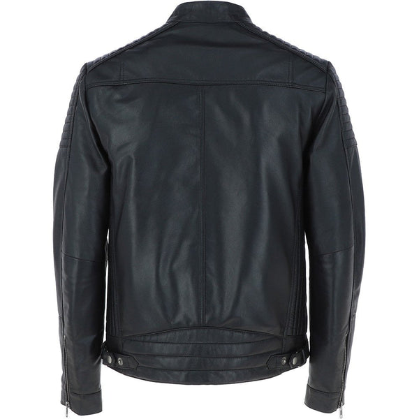 Mens Leather Biker Jacket Black: Axel