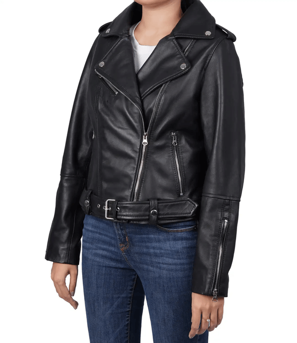 Margaret Women's Relaxed Fit Biker Leather Jacket