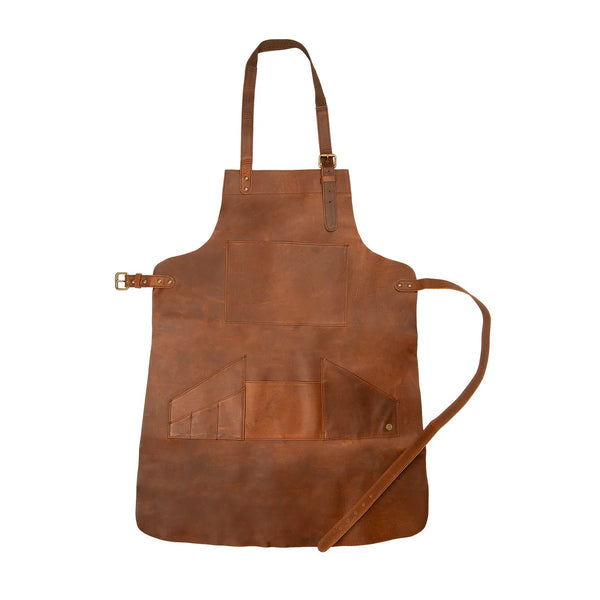 Multi-Pocket Leather Apron - Brown