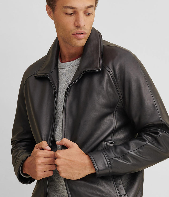 Tilted front view of Thinsulate Lined Leather Bomber
