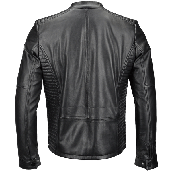 Vegetable Tanned Leather Ribbed Biker Jacket Black/ nap : Colburn