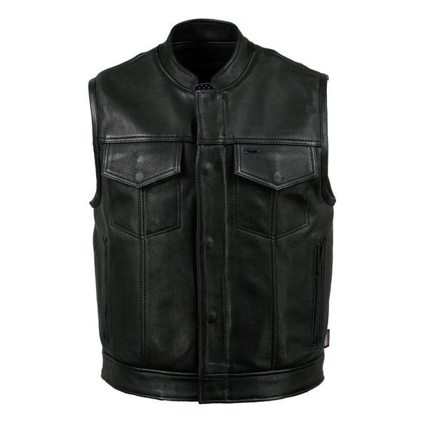 Milwaukee Leather USA MADE MLVSM5004 Men's Black Chaos Premium Dual Closure Motorcycle Leather Vest