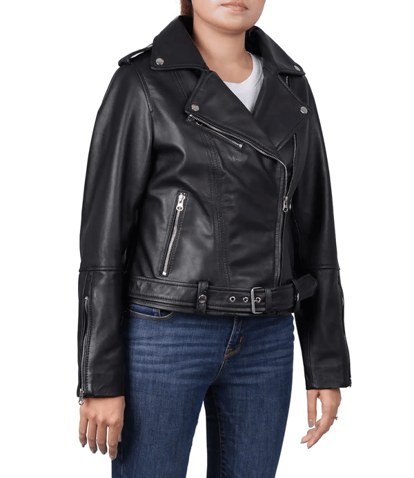 Margaret Women's Relaxed Fit Biker Leather Jacket