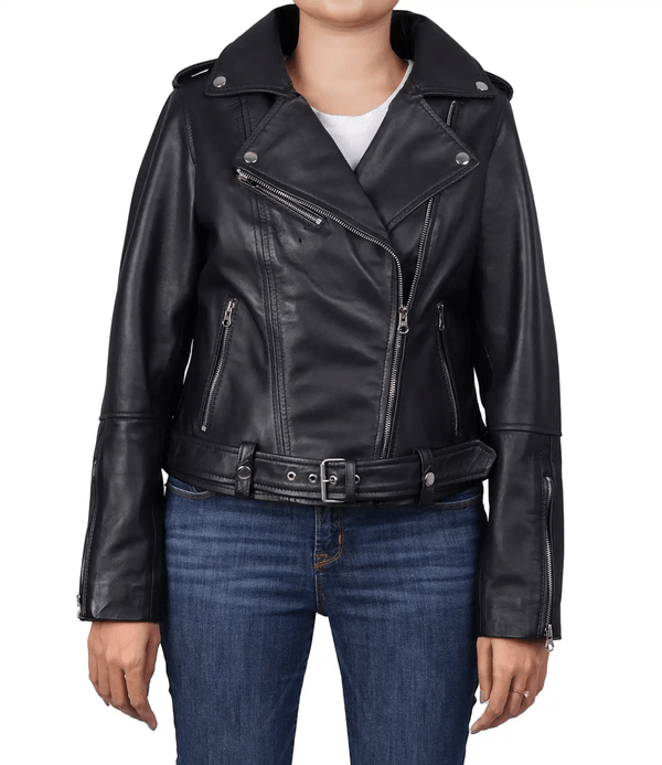 Margaret Women's Relaxed Fit Biker Leather Jacket